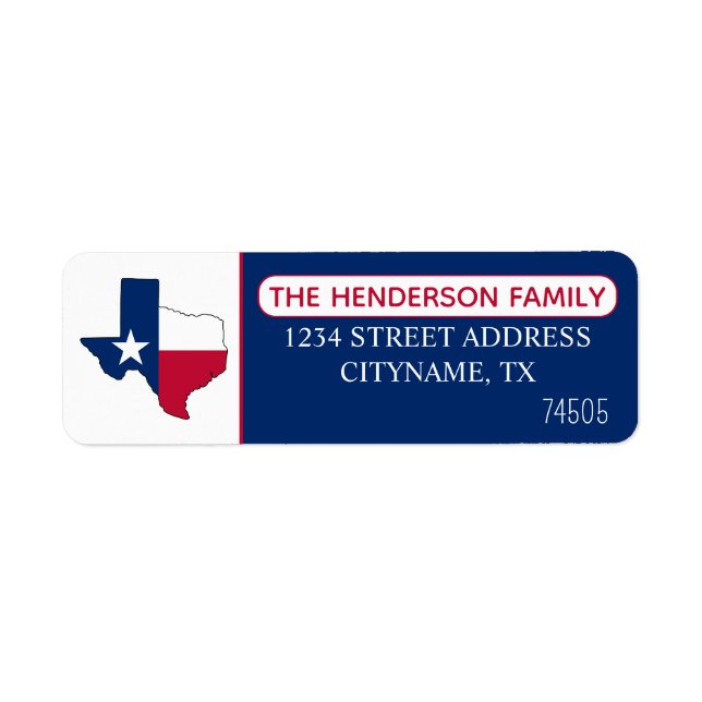Texas Flag map Return Address Label (Front)