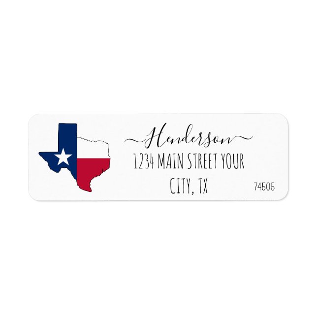 Texas Flag map Return Address Label (Front)