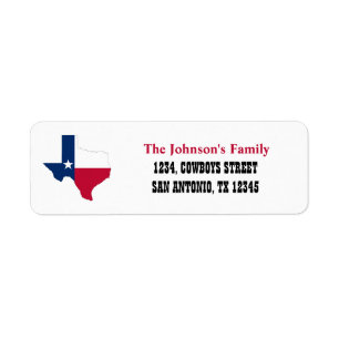 Texas Flag map Return Address Labels