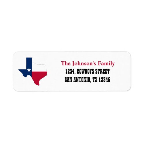 Texas Flag map Return Address Labels
