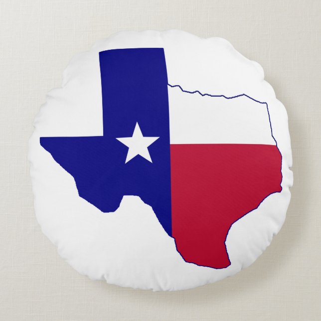 Texas Flag Map Round Pillow (Front)