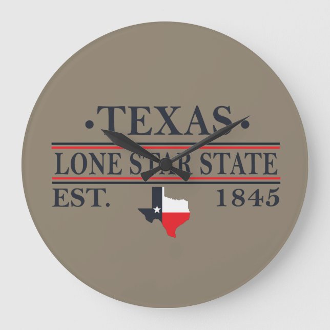 Texas flag map the lone star state large clock (Front)