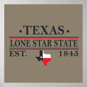 Texas flag map the lone star state poster