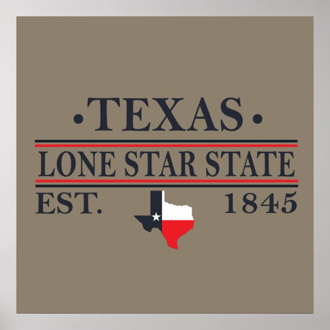 Texas flag map the lone star state poster (Front)