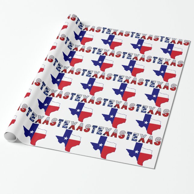 Texas Flag Map With Texas Wrapping Paper (Unrolled)