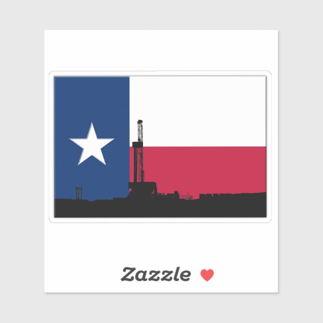 Texas Flag Oil Drilling Rig Cutout Sticker (Sheet)