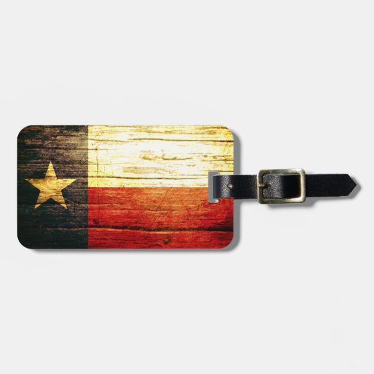 Texas Flag Old Wood Luggage Tag