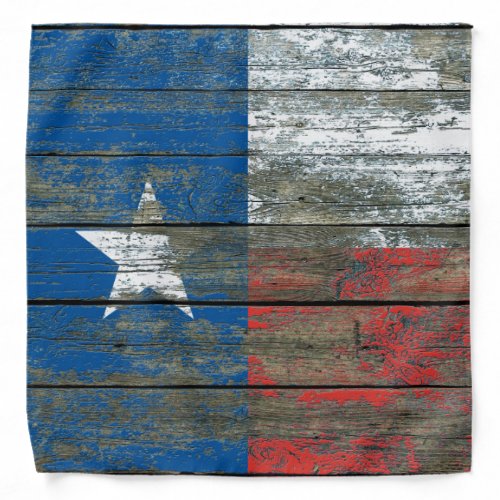 Texas Flag on Rough Wood Boards Effect Bandana