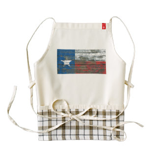 Texas Flag on Rough Wood Boards Effect Zazzle HEART Apron