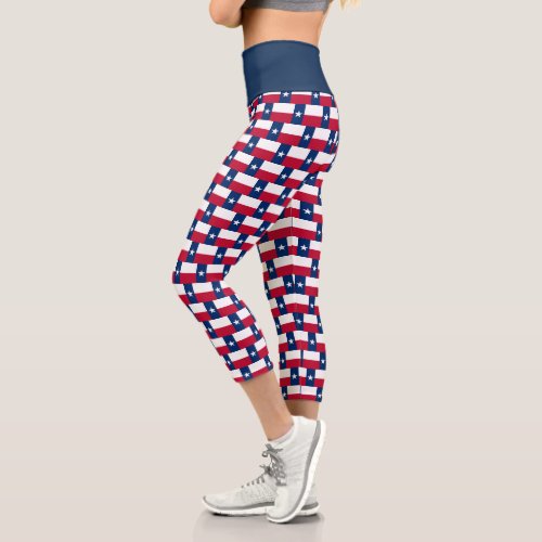 Texas flag pattern high waist capri leggings