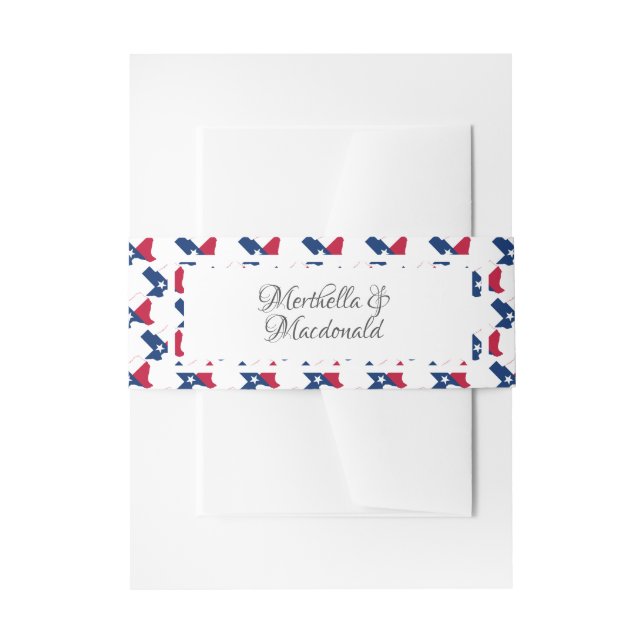 TEXAS FLAG Personalized WEDDING Invitation Belly Band (Front Example)