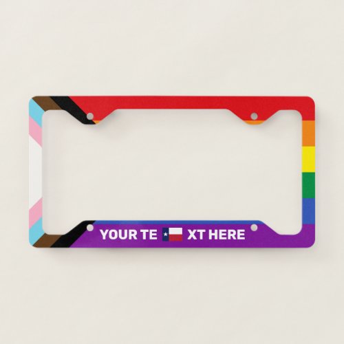 Texas Flag Progress Pride LGBT Personalized License Plate Frame