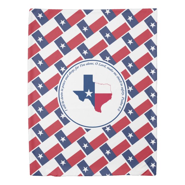 TEXAS FLAG | PSALM 4:8 Scripture Customized Duvet Cover (Front)