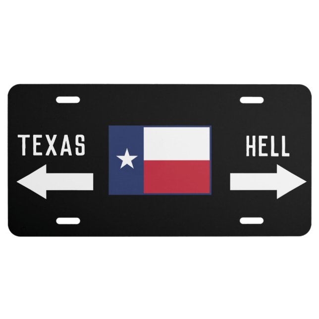 Texas Flag Right Texas, Left Hell License Plate (Front)