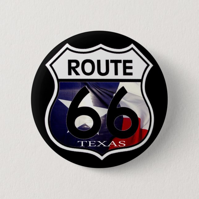 Texas Flag Route 66 Shield Button (Front)