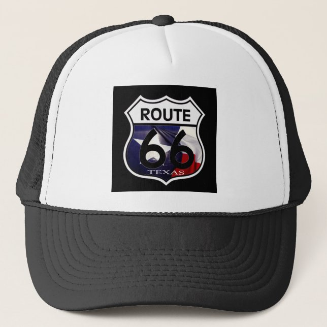 Texas Flag Route 66 Shield Trucker Hat (Front)