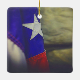 Texas Flag Rustic Lone Star State USA Ceramic Ornament