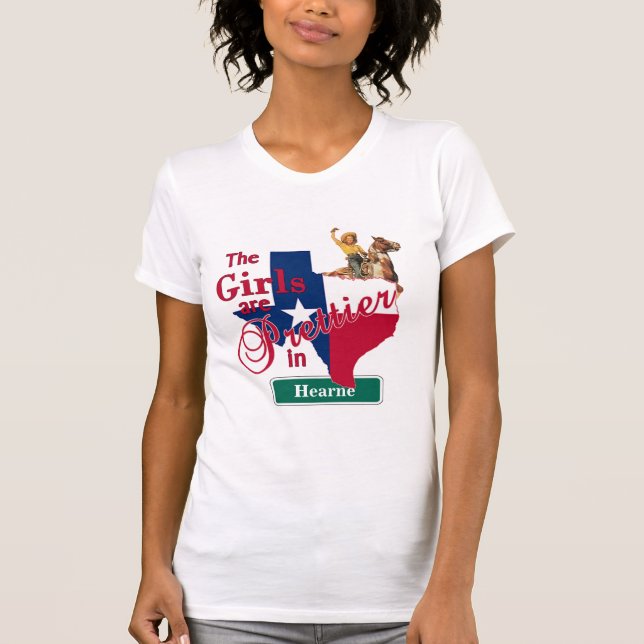 Texas Flag Shape CUSTOM Cowgirl Girls Are Prettier T-Shirt (Front)