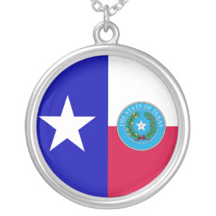Texas flag silver plated necklace