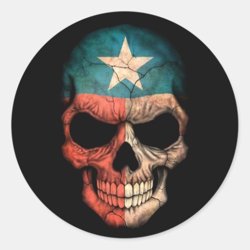 Texas Flag Skull on Black Classic Round Sticker