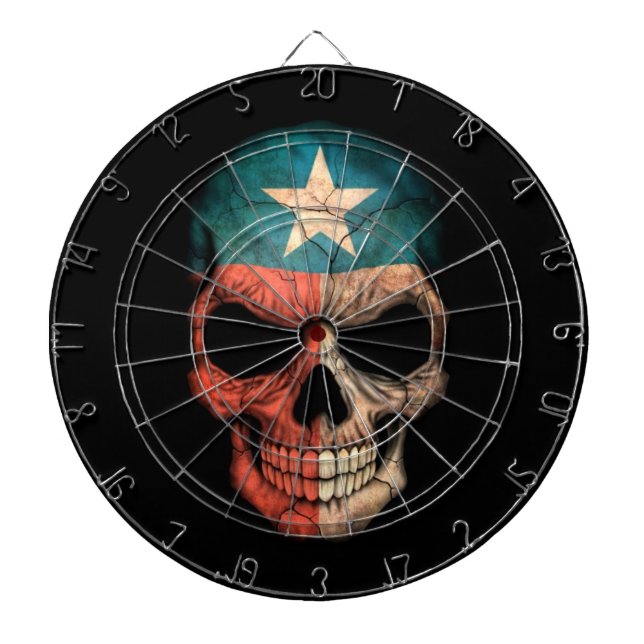 Texas Flag Skull on Black Dart Board (Front)