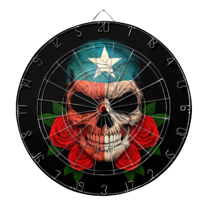 Texas Flag Skull with Red Roses Dart Boards
