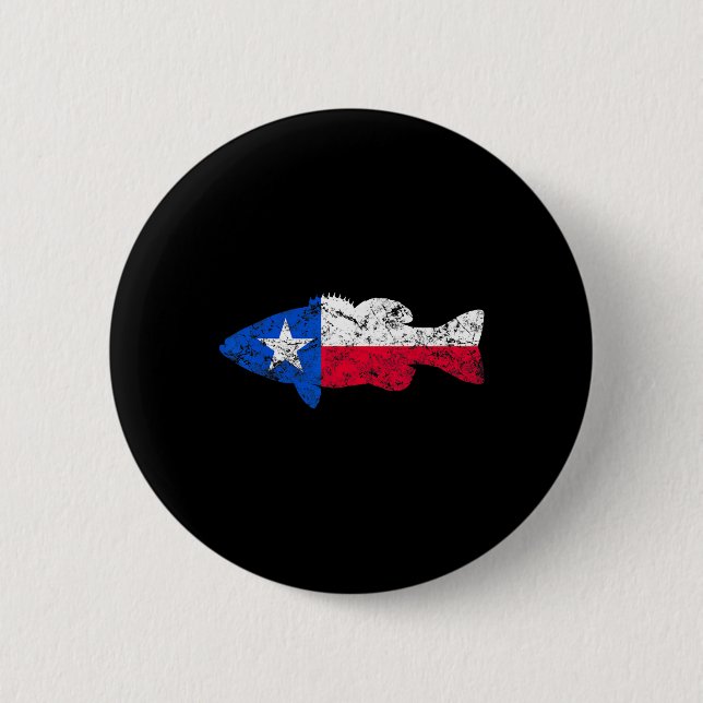 Texas Flag Smallmouth Byb Fishing  Button (Front)