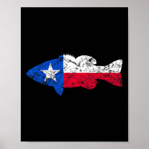 Texas Flag Smallmouth Byb Fishing Poster