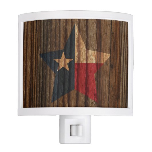 Texas Flag Star on Wood theme Night Light (Front)