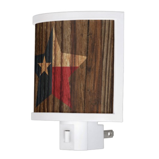 Texas Flag Star on Wood theme Night Light (Left)