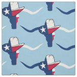 Texas Flag Steer Head With Cowboy Hat Fabric