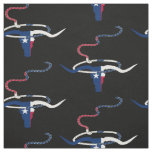 Texas Flag Steer Head With Rope on Black fabric
