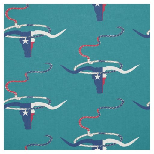 Texas Flag Steer Head With Rope on lt tan fabric