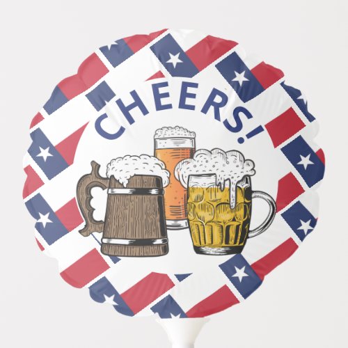 TEXAS FLAG Texan 3 Cheers Cartoon Beer Balloon