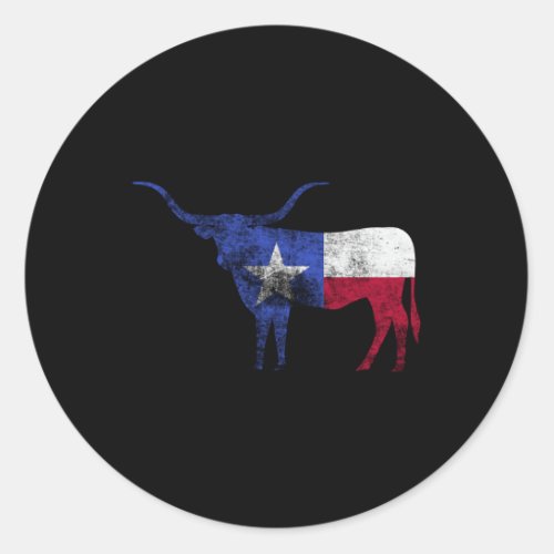 Texas Flag Texas Flag Longhorn Bull Tx Classic Round Sticker