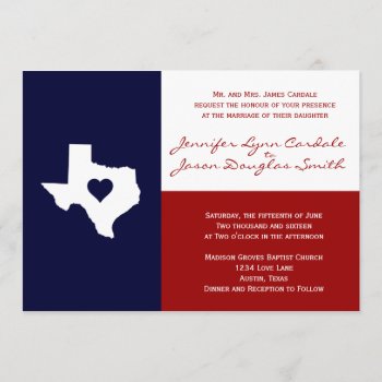 Texas Flag Theme Wedding Invitation Red White Blue by CustomWeddingSets at Zazzle