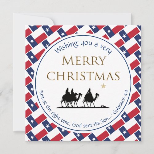 TEXAS FLAG Three Wise Men TEXAN Christmas Holiday Card