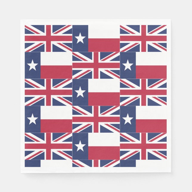 Texas Flag Union Jack Flag Paper Napkins (Front)
