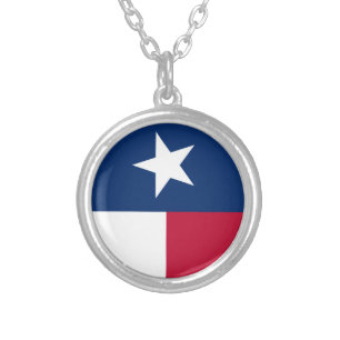 Texas Flag (vertical) Silver Plated Necklace