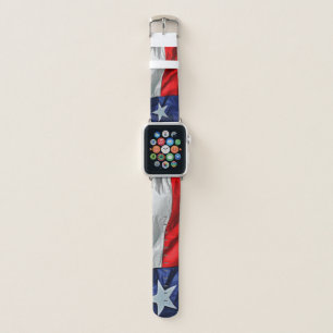 Texas Flag Waving Red White and Blue Apple Watch Band