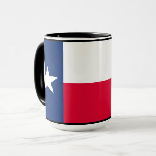 Texas Flag with Bluebonnets on black, Mug