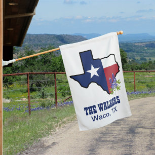 Texas Flag with State Flower Bluebonnet Custom