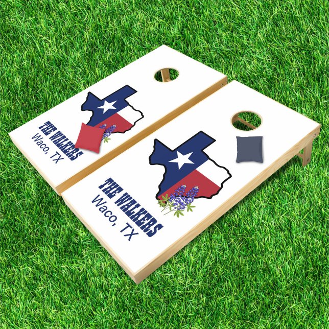 Texas Flag with State Flower Bluebonnet Custom Cornhole Set (Creator Uploaded)
