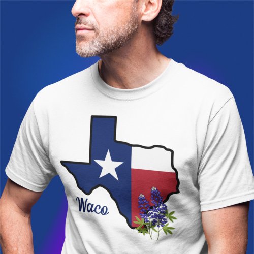 Texas Flag with State Flower Bluebonnet Custom T_Shirt