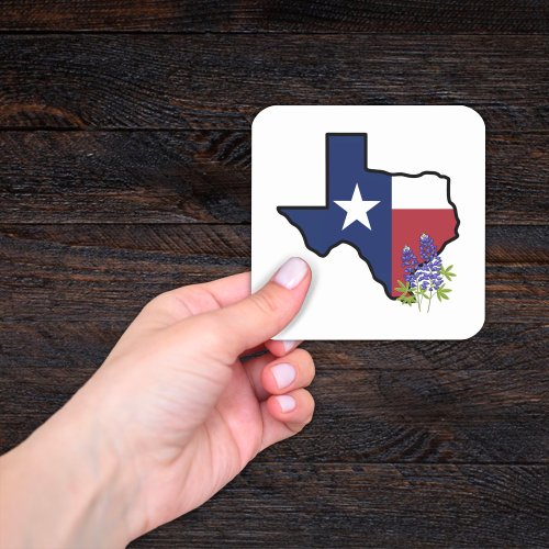 Texas Flag with State Flower Bluebonnet Square Sticker