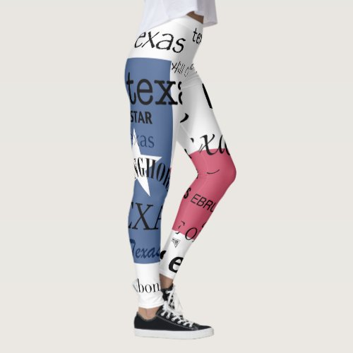 Texas Flag with Text Design Leggings