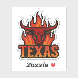 Texas Flame Bull Head – Fiery Longhorn Western Sticker