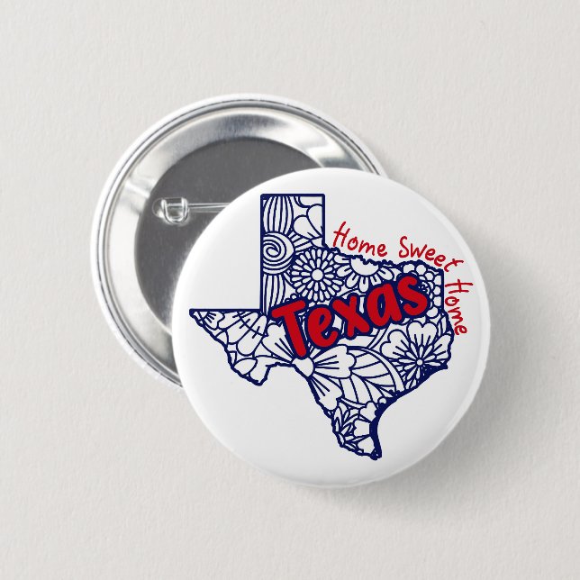 Texas Floral Doodles   Button (Front & Back)