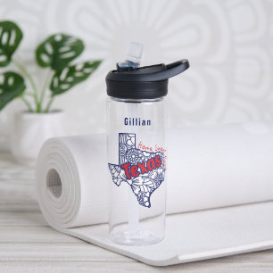Texas Floral Doodles Personalized Water Bottle