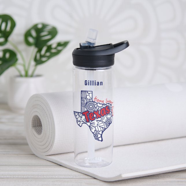 Texas Floral Doodles Personalized Water Bottle (Yoga)